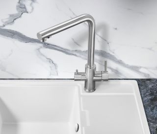 Смеситель для кухни Milacio Ultra MCU.553.SS под фильтр с краном для питьевой воды нержавеющая сталь